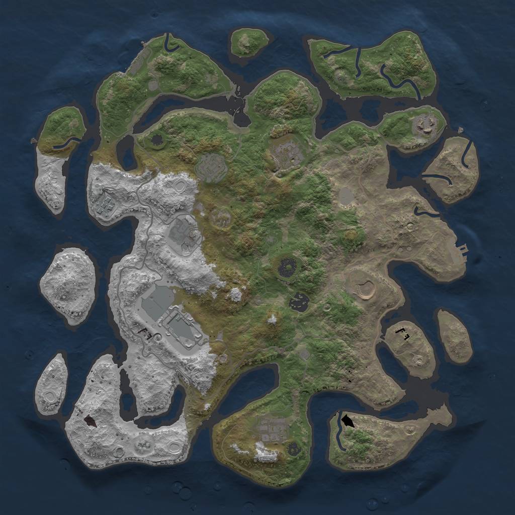 Rust Map: Procedural Map, Size: 4000, Seed: 451194359, 16 Monuments