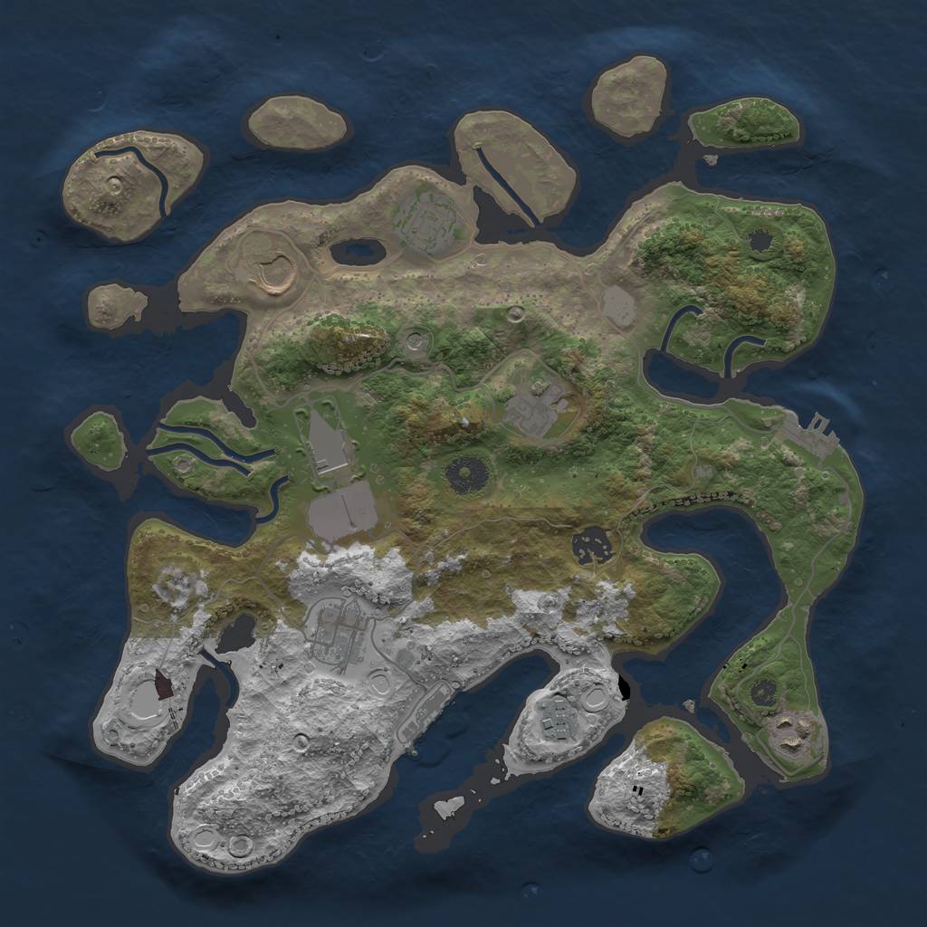 Rust Map: Procedural Map, Size: 3500, Seed: 1195188835, 16 Monuments