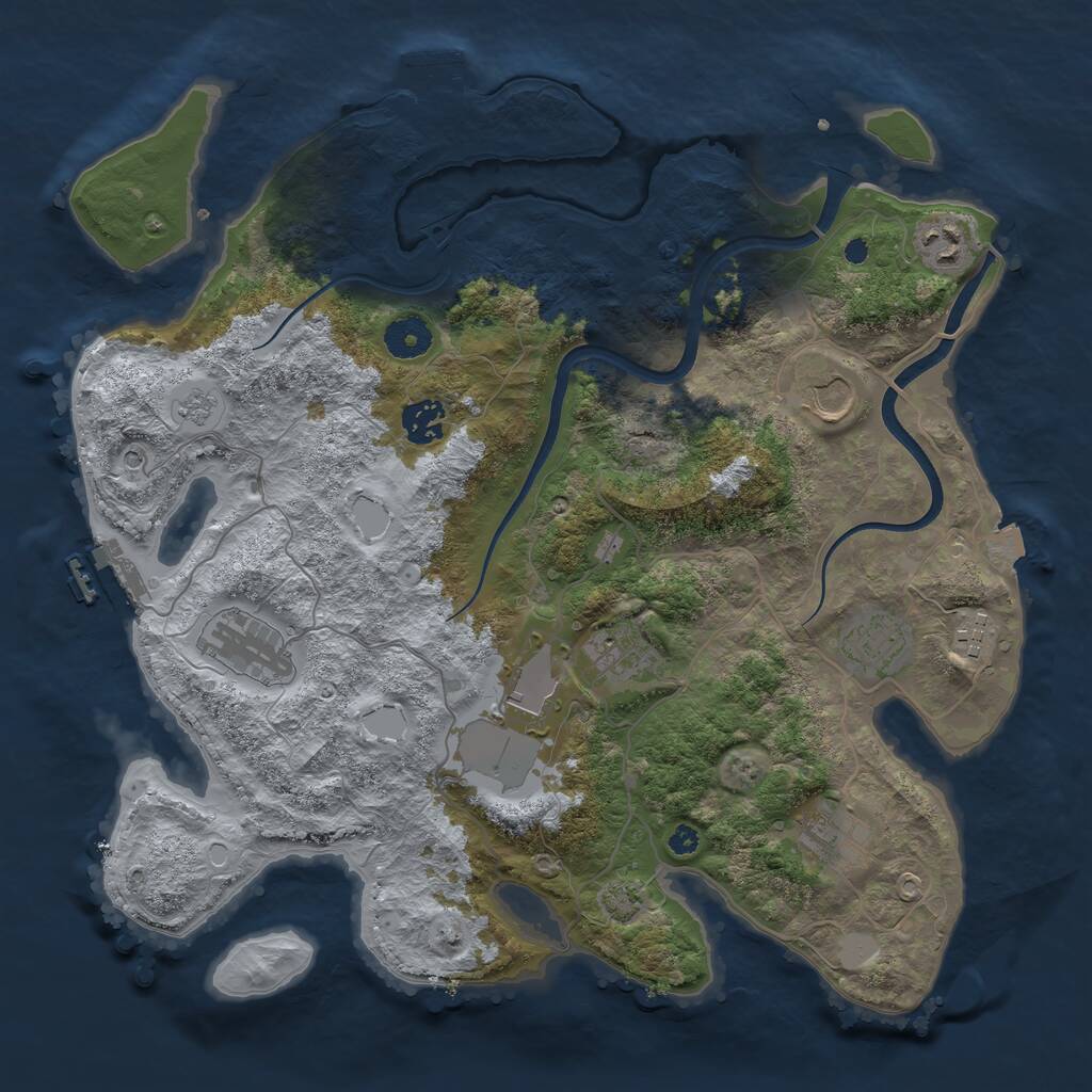 Rust Map: Procedural Map, Size: 3700, Seed: 383547455, 15 Monuments