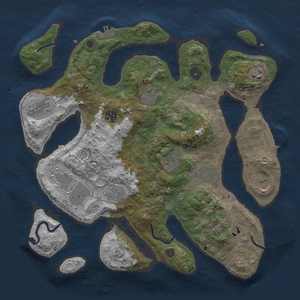 Rust Map: Procedural Map, Size: 3700, Seed: 383547455, 18 Monuments