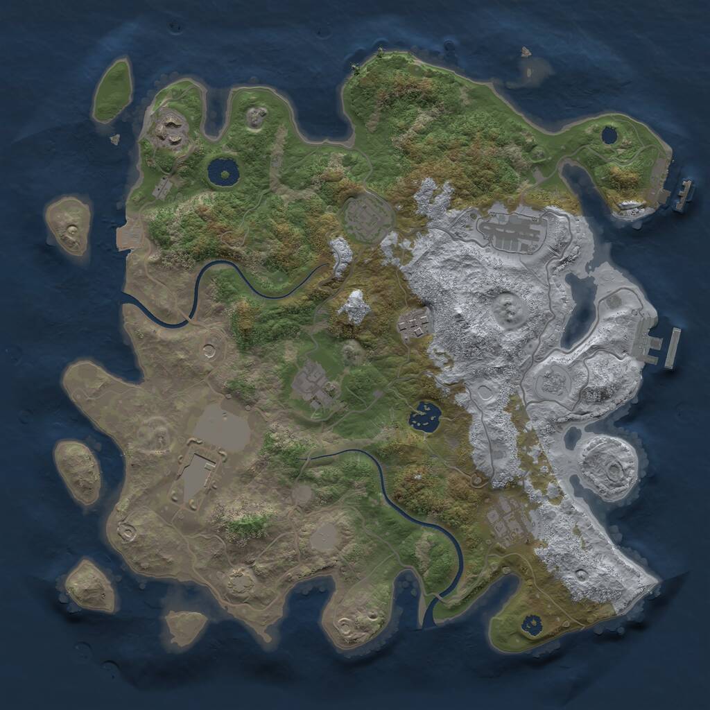 Rust Map: Procedural Map, Size: 3500, Seed: 651325, 14 Monuments