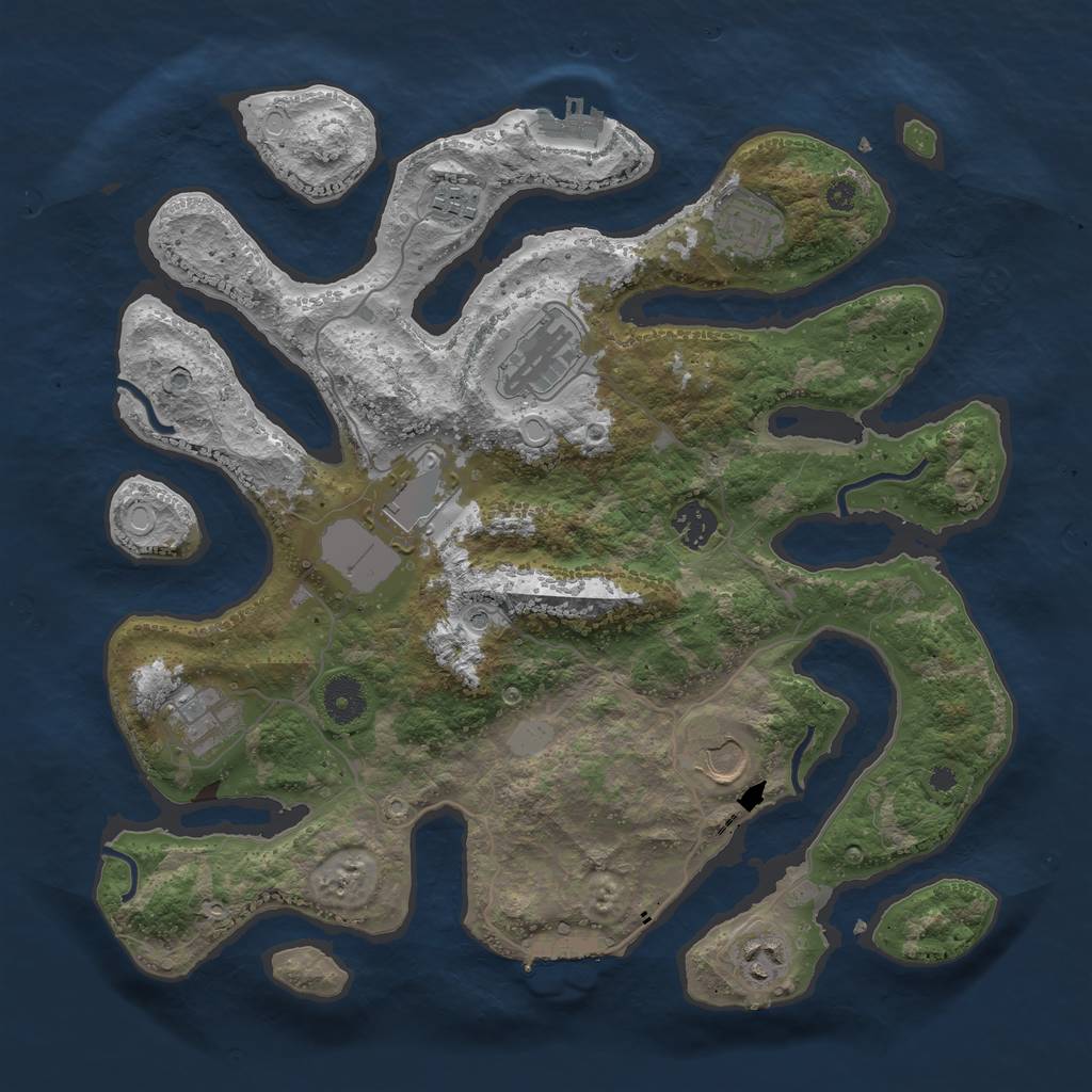 Rust Map: Procedural Map, Size: 3700, Seed: 387904759, 16 Monuments