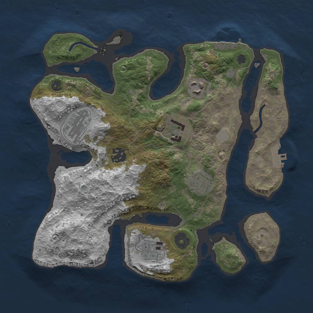 Rust Map: Procedural Map, Size: 3000, Seed: 2404863, 13 Monuments