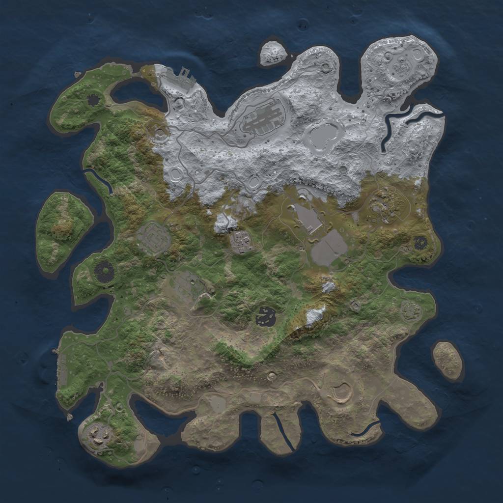 Rust Map: Procedural Map, Size: 3600, Seed: 2147483645, 17 Monuments