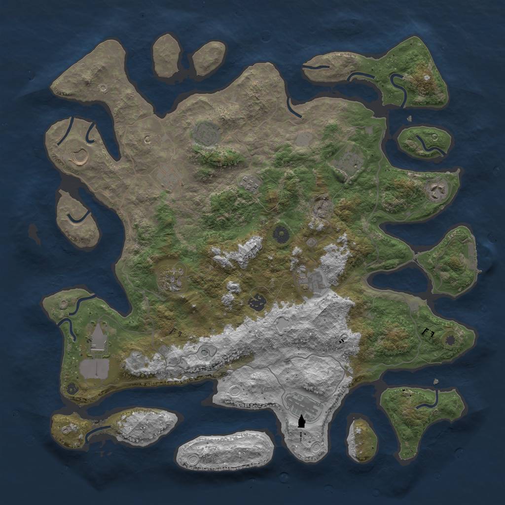 Rust Map: Procedural Map, Size: 4500, Seed: 4583015, 18 Monuments