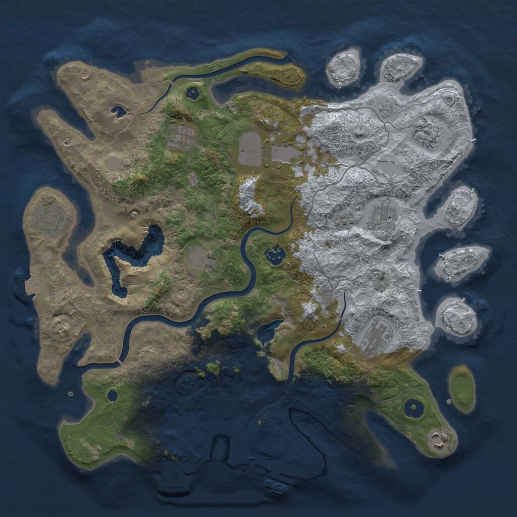 Rust Map: Procedural Map, Size: 4000, Seed: 187, 16 Monuments