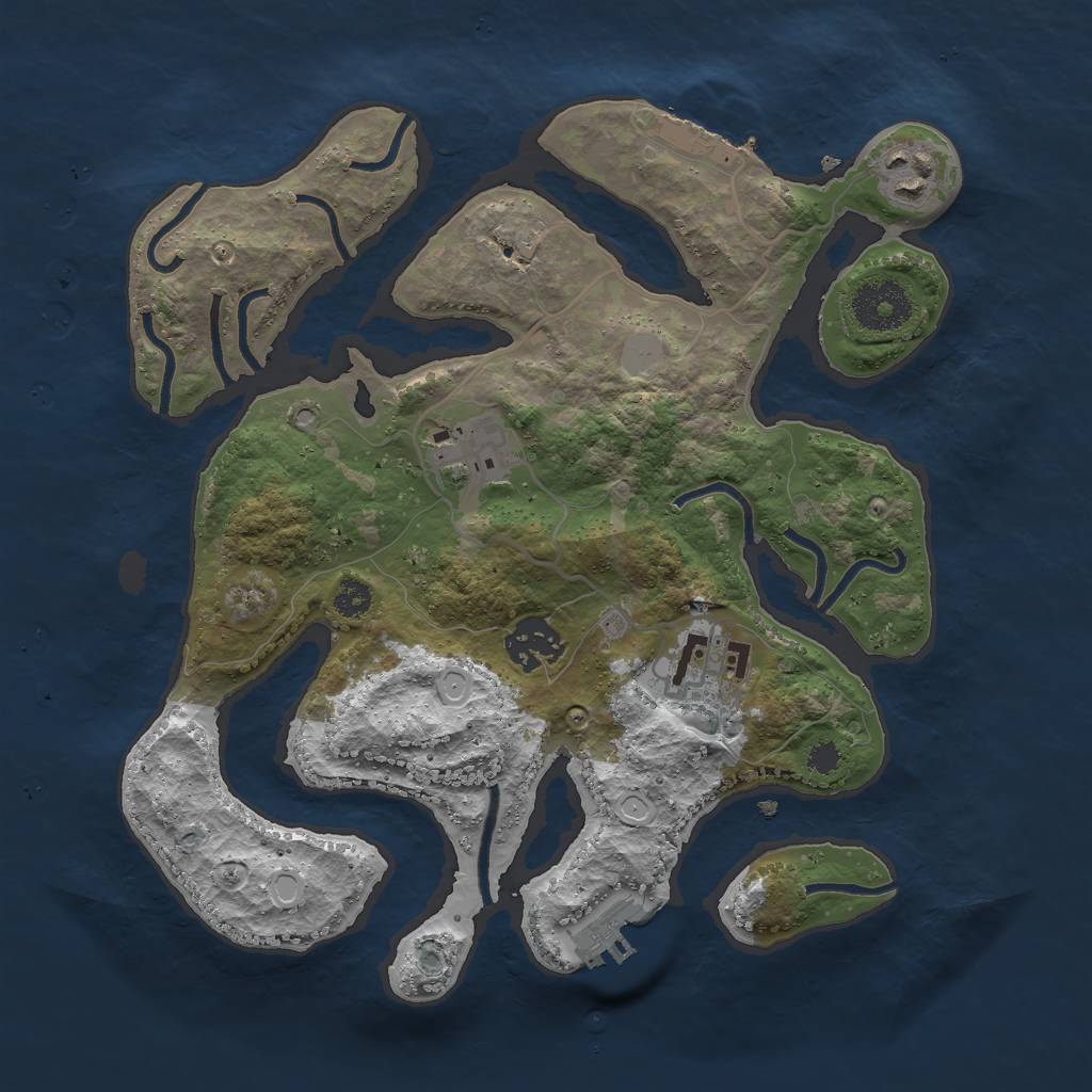 Rust Map: Procedural Map, Size: 3000, Seed: 2434415, 11 Monuments