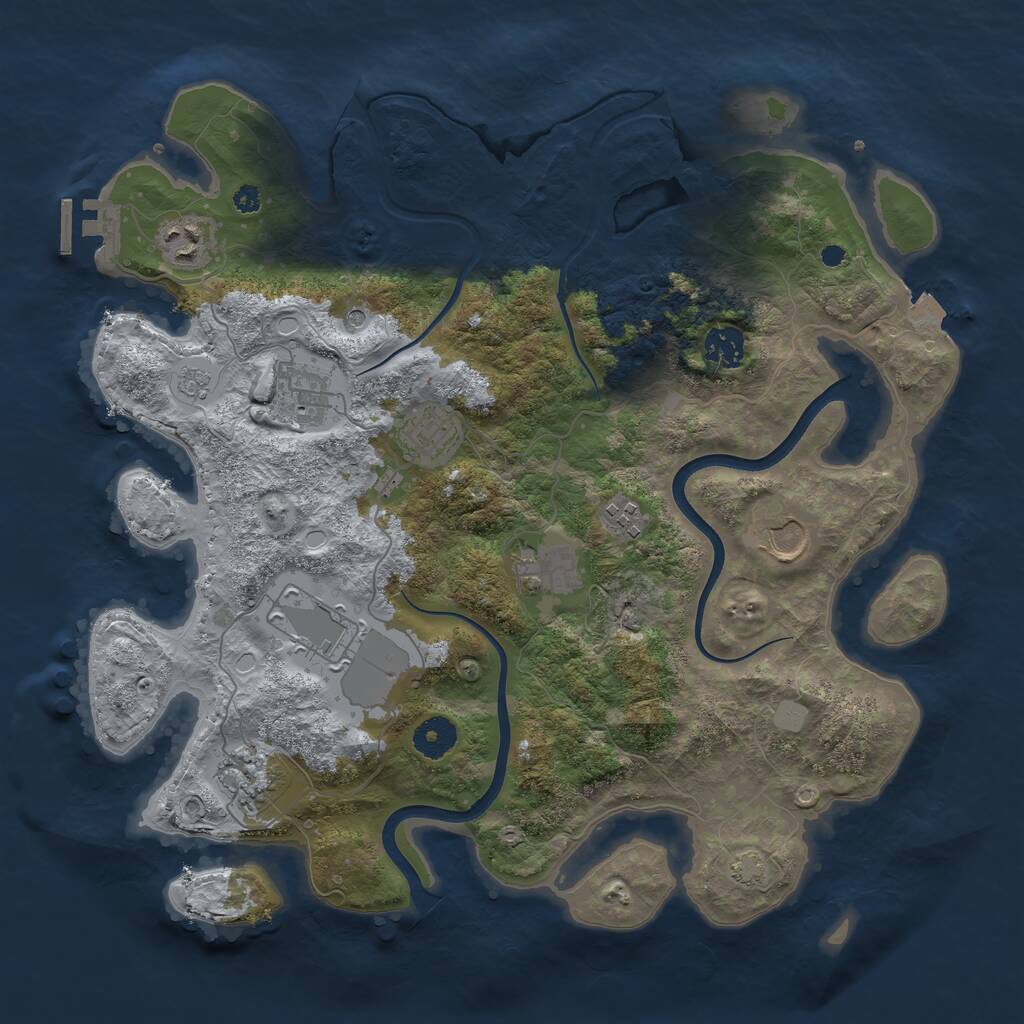 Rust Map: Procedural Map, Size: 3700, Seed: 2097718030, 14 Monuments