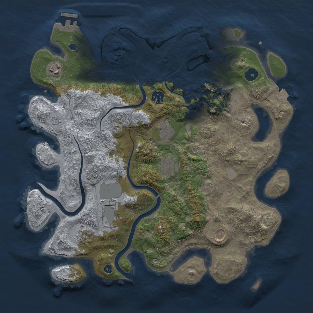 Rust Map: Procedural Map, Size: 3700, Seed: 2097718030, 14 Monuments