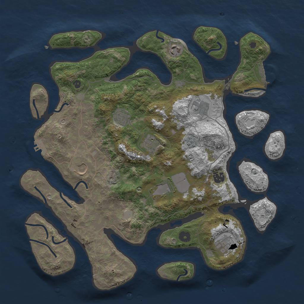 Rust Map: Procedural Map, Size: 4000, Seed: 751416, 17 Monuments
