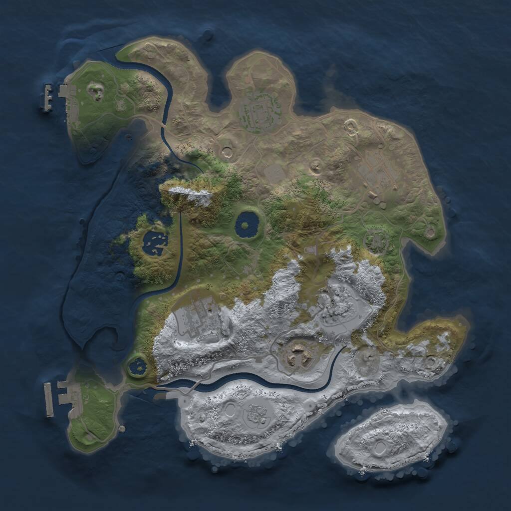 Rust Map: Procedural Map, Size: 3000, Seed: 894957885, 12 Monuments