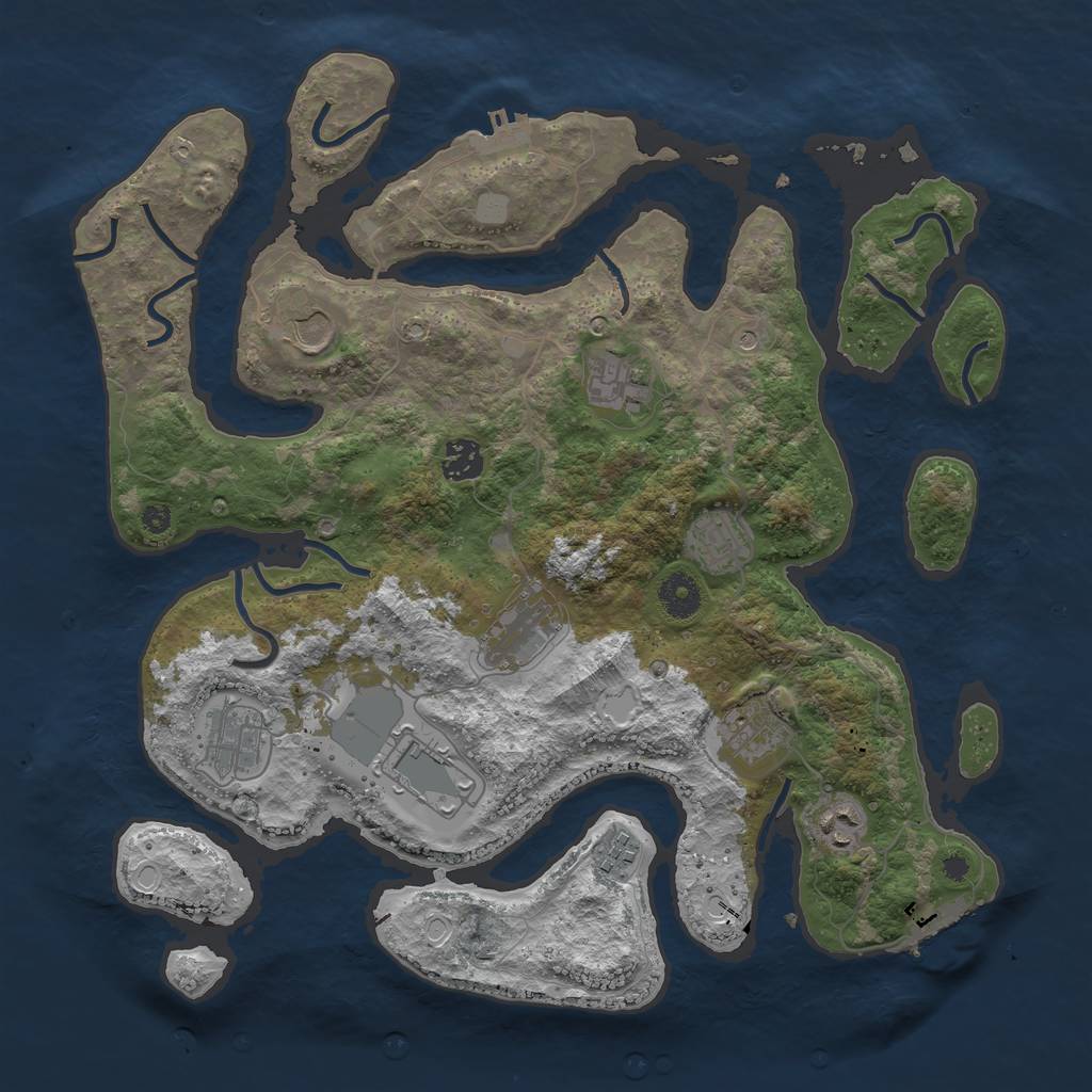 Rust Map: Procedural Map, Size: 3800, Seed: 92604, 18 Monuments
