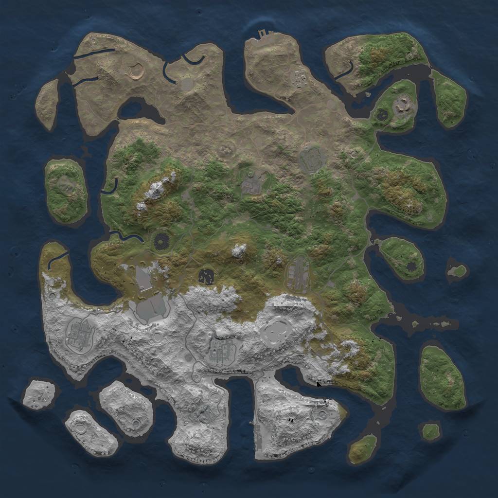Rust Map: Procedural Map, Size: 4500, Seed: 4864561, 18 Monuments