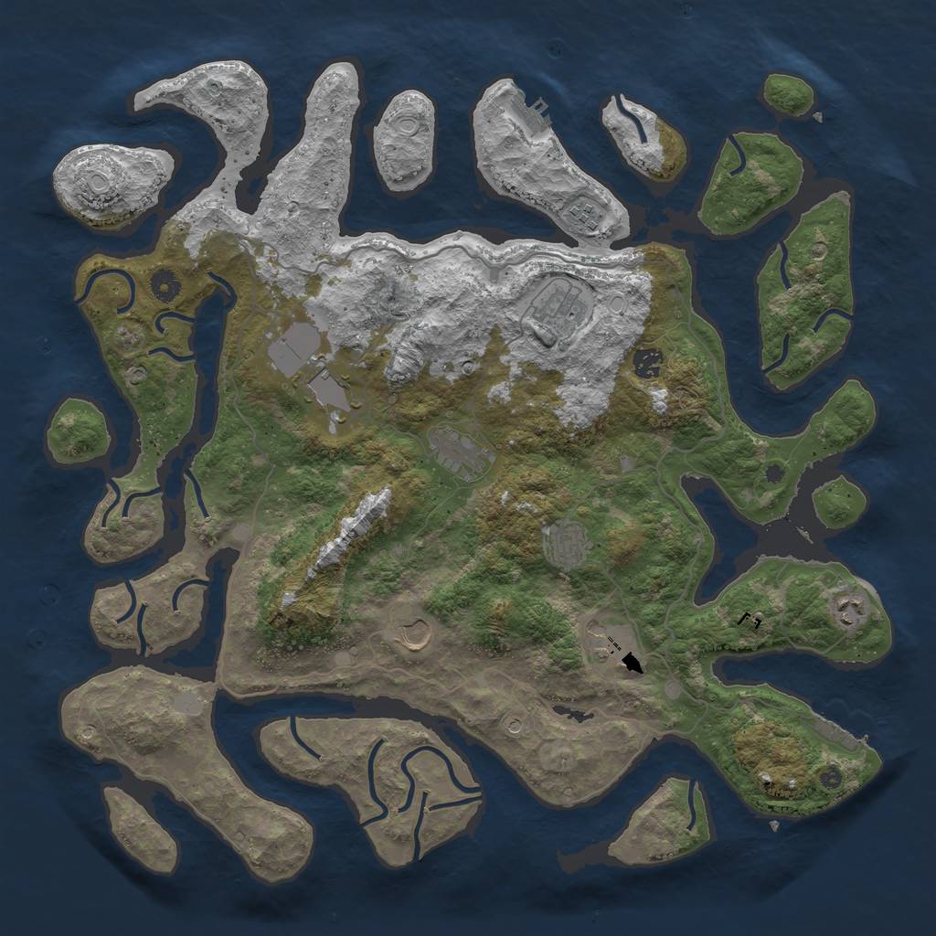 Rust Map: Procedural Map, Size: 4500, Seed: 4105779, 17 Monuments