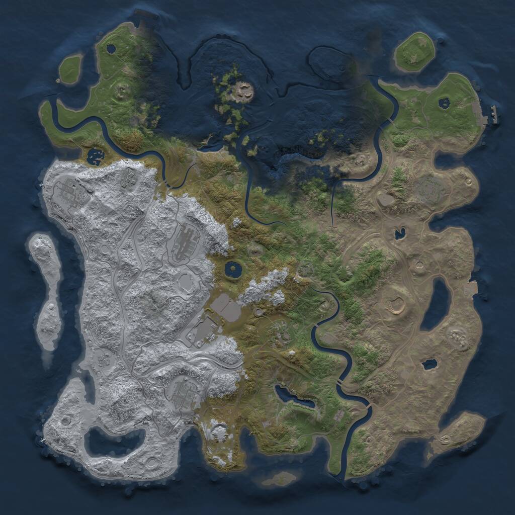 Rust Map: Procedural Map, Size: 4500, Seed: 6010228, 16 Monuments
