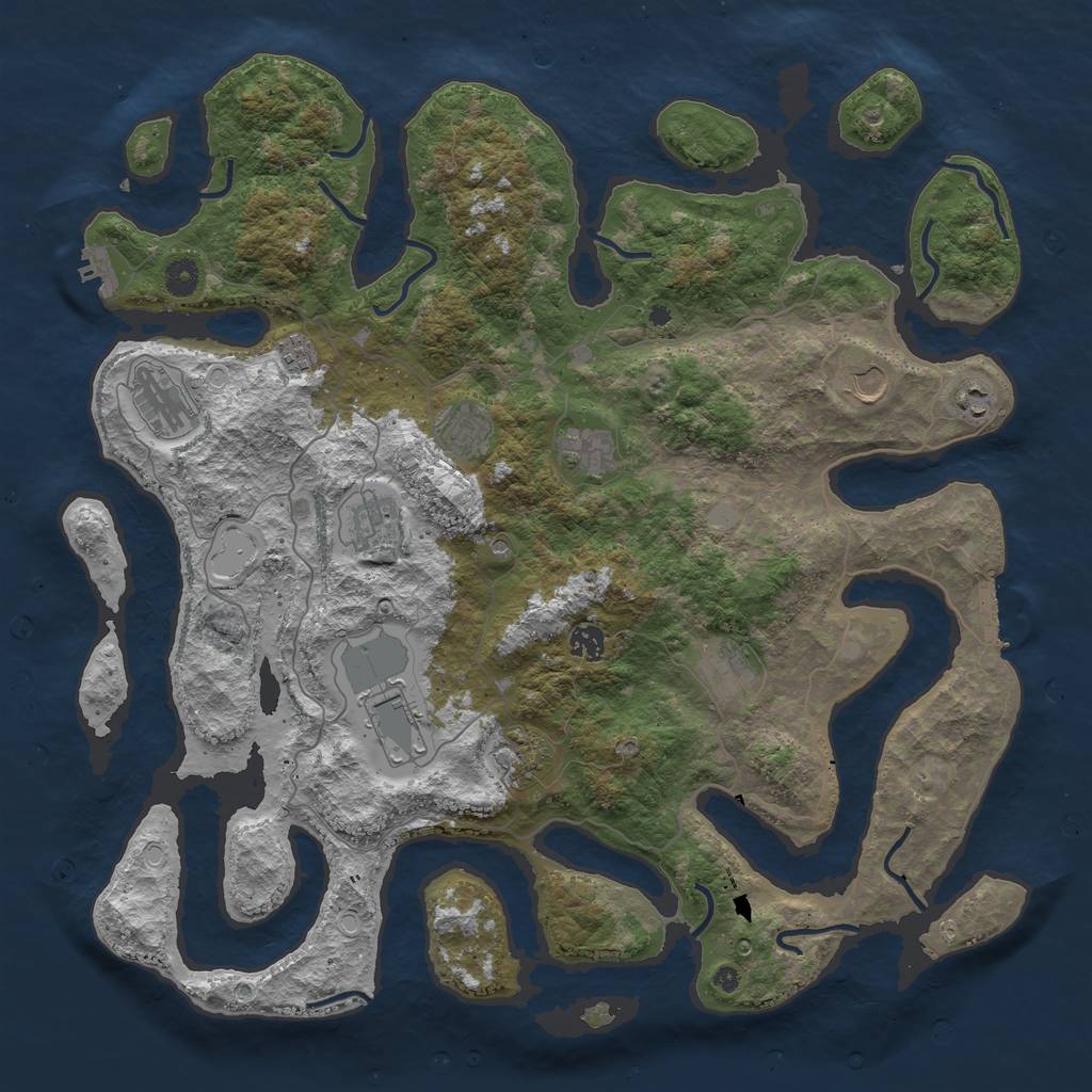 Rust Map: Procedural Map, Size: 4500, Seed: 6010228, 19 Monuments