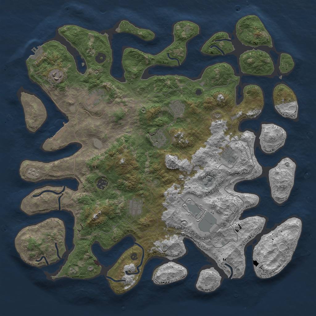 Rust Map: Procedural Map, Size: 4500, Seed: 114471555, 17 Monuments