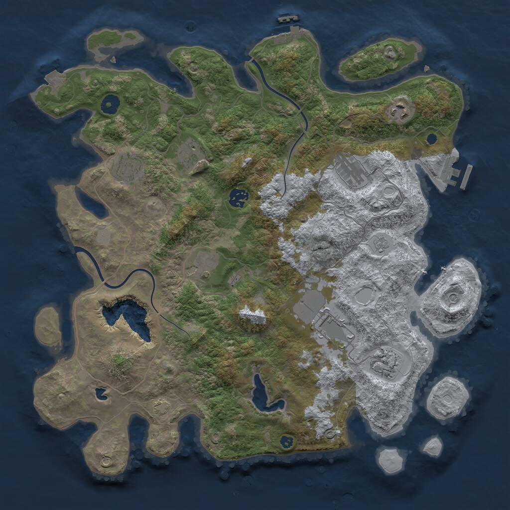 Rust Map: Procedural Map, Size: 4000, Seed: 208244, 14 Monuments