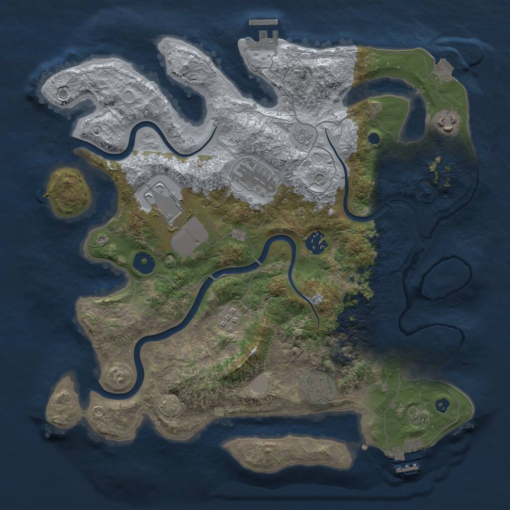 Rust Map: Procedural Map, Size: 3550, Seed: 573007, 12 Monuments