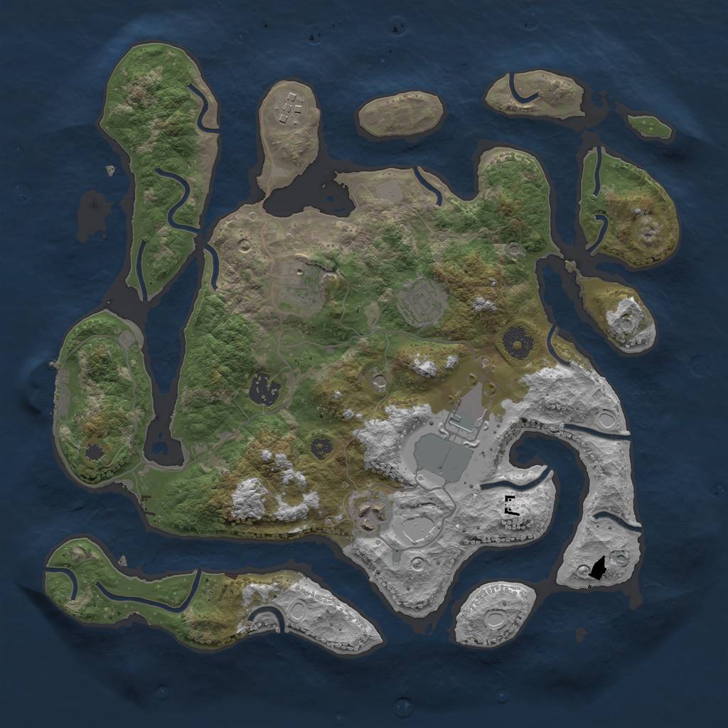 Rust Map: Procedural Map, Size: 3500, Seed: 2089261668, 13 Monuments