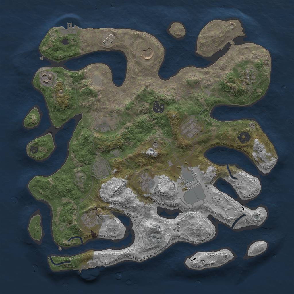 Rust Map: Procedural Map, Size: 3700, Seed: 2040215, 19 Monuments
