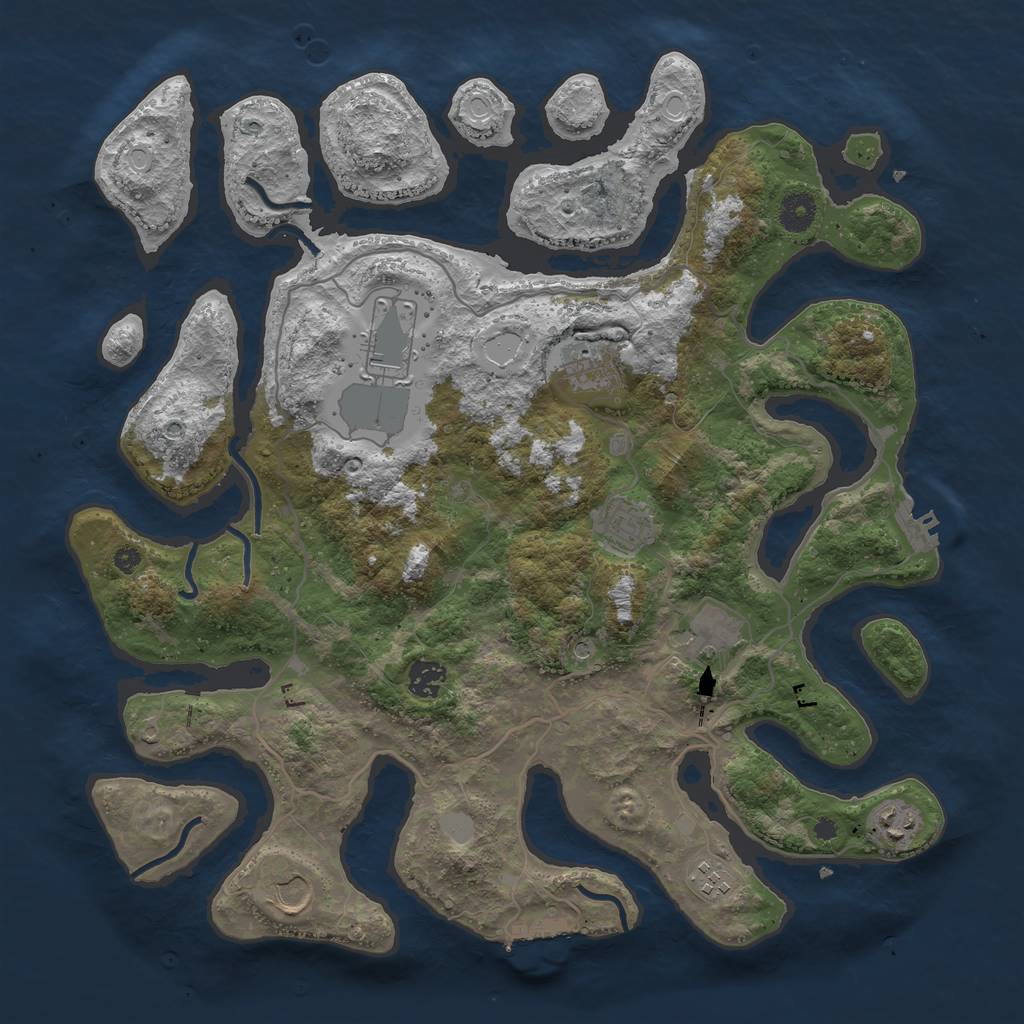 Rust Map: Procedural Map, Size: 4000, Seed: 704637, 16 Monuments