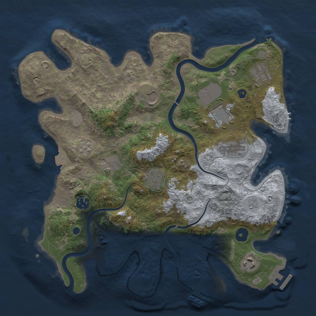 Rust Map: Procedural Map, Size: 3550, Seed: 727794, 15 Monuments