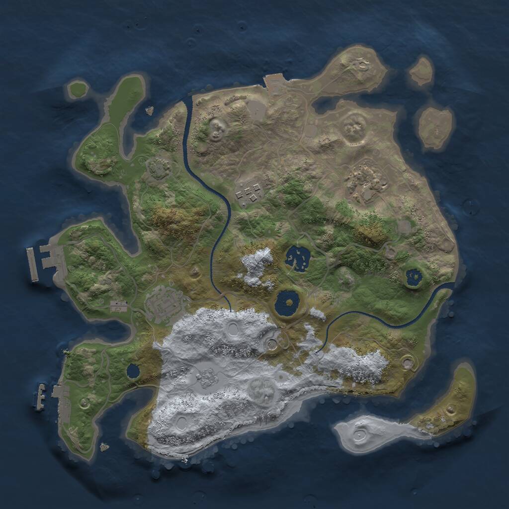 Rust Map: Procedural Map, Size: 3000, Seed: 13536808, 10 Monuments