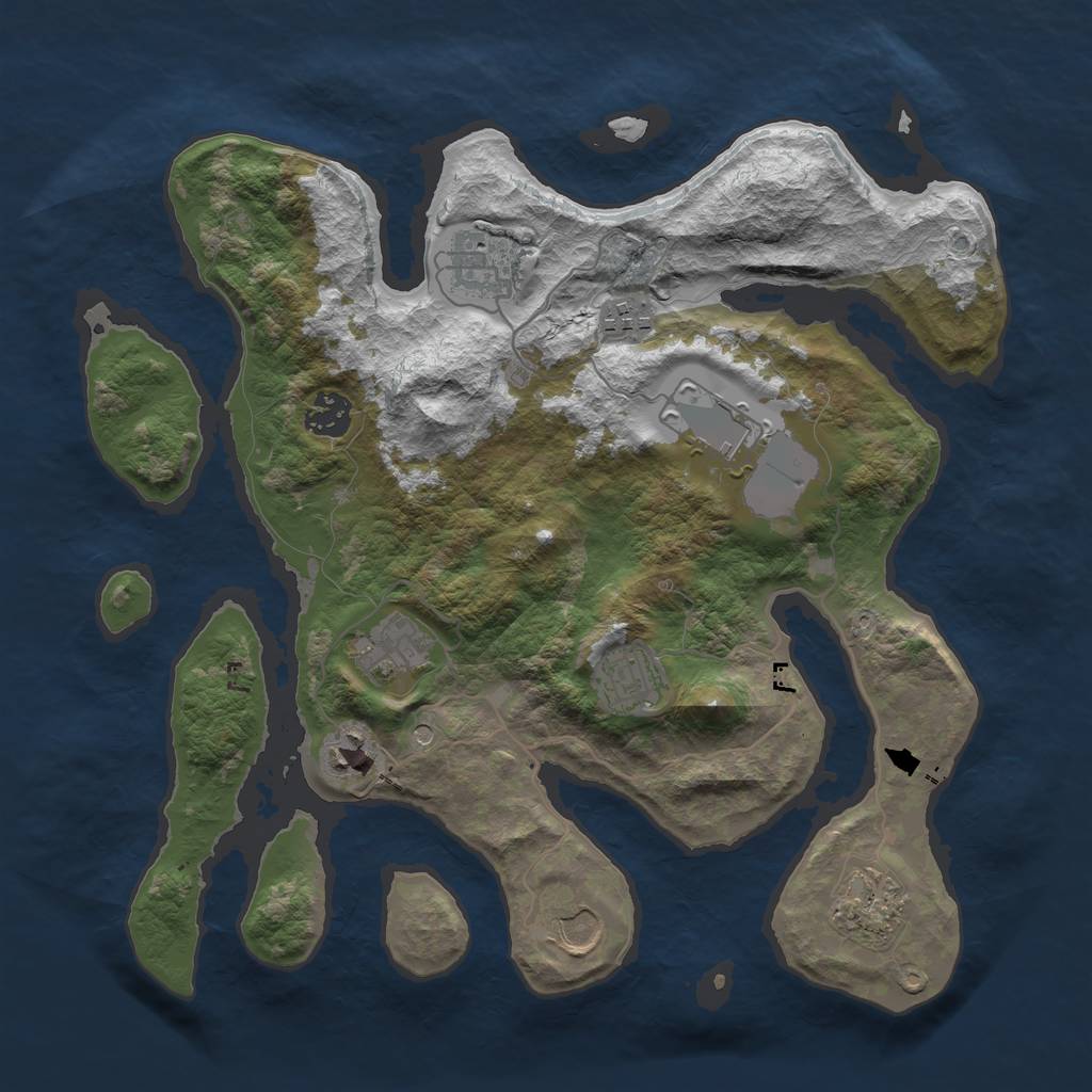 Rust Map: Barren, Size: 3500, Seed: 795935388, 12 Monuments