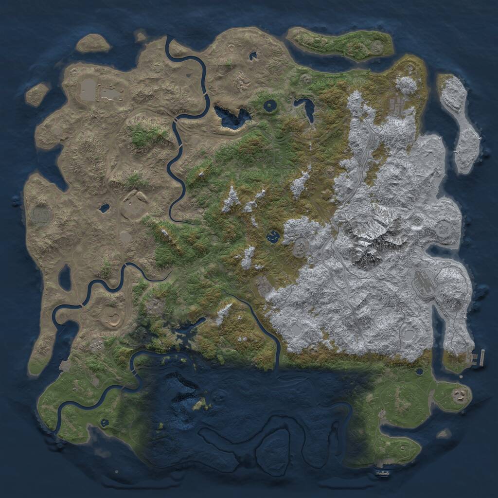 Rust Map: Procedural Map, Size: 6000, Seed: 1033245729, 17 Monuments