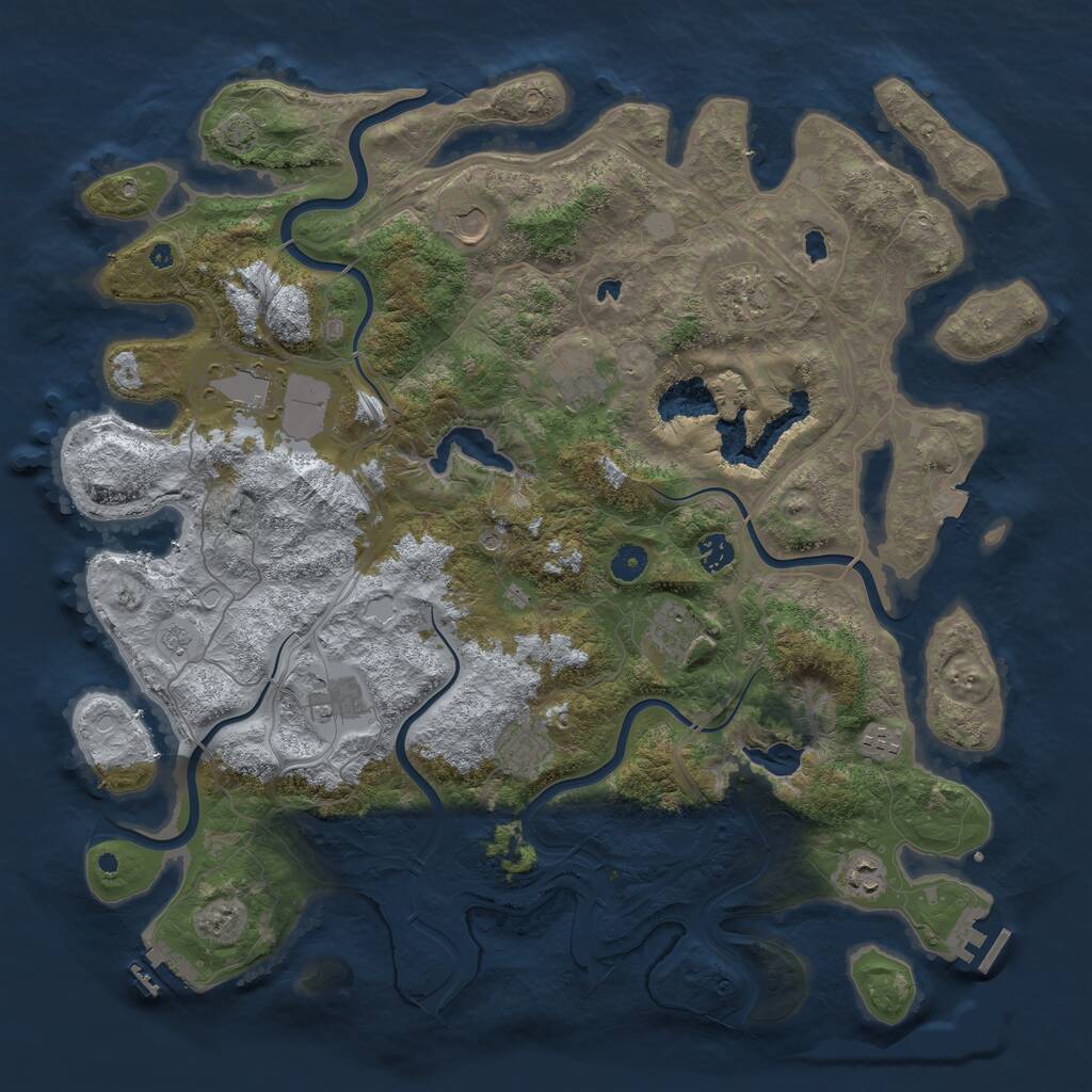 Rust Map: Procedural Map, Size: 4500, Seed: 668578914, 16 Monuments