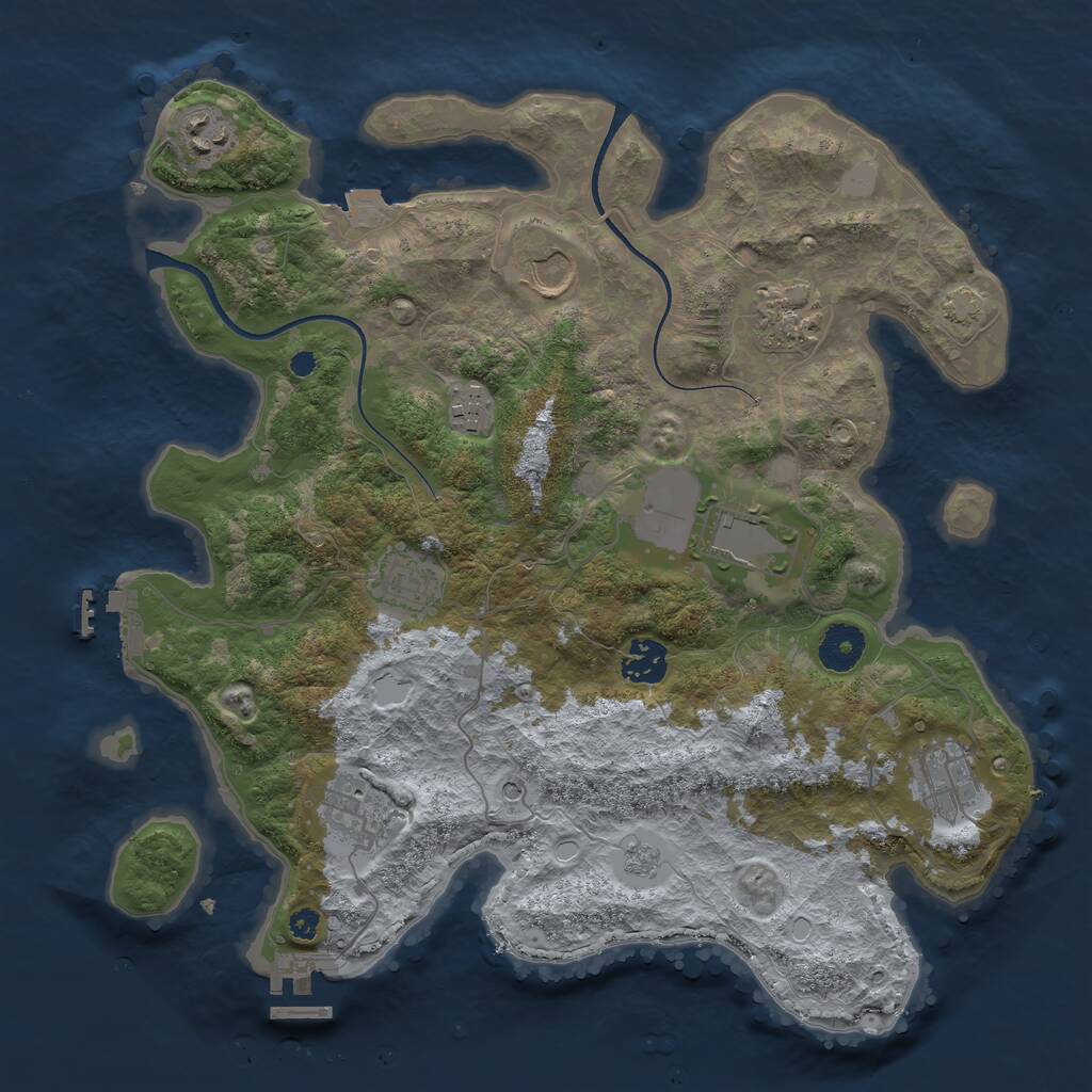 Rust Map: Procedural Map, Size: 3550, Seed: 39120, 15 Monuments