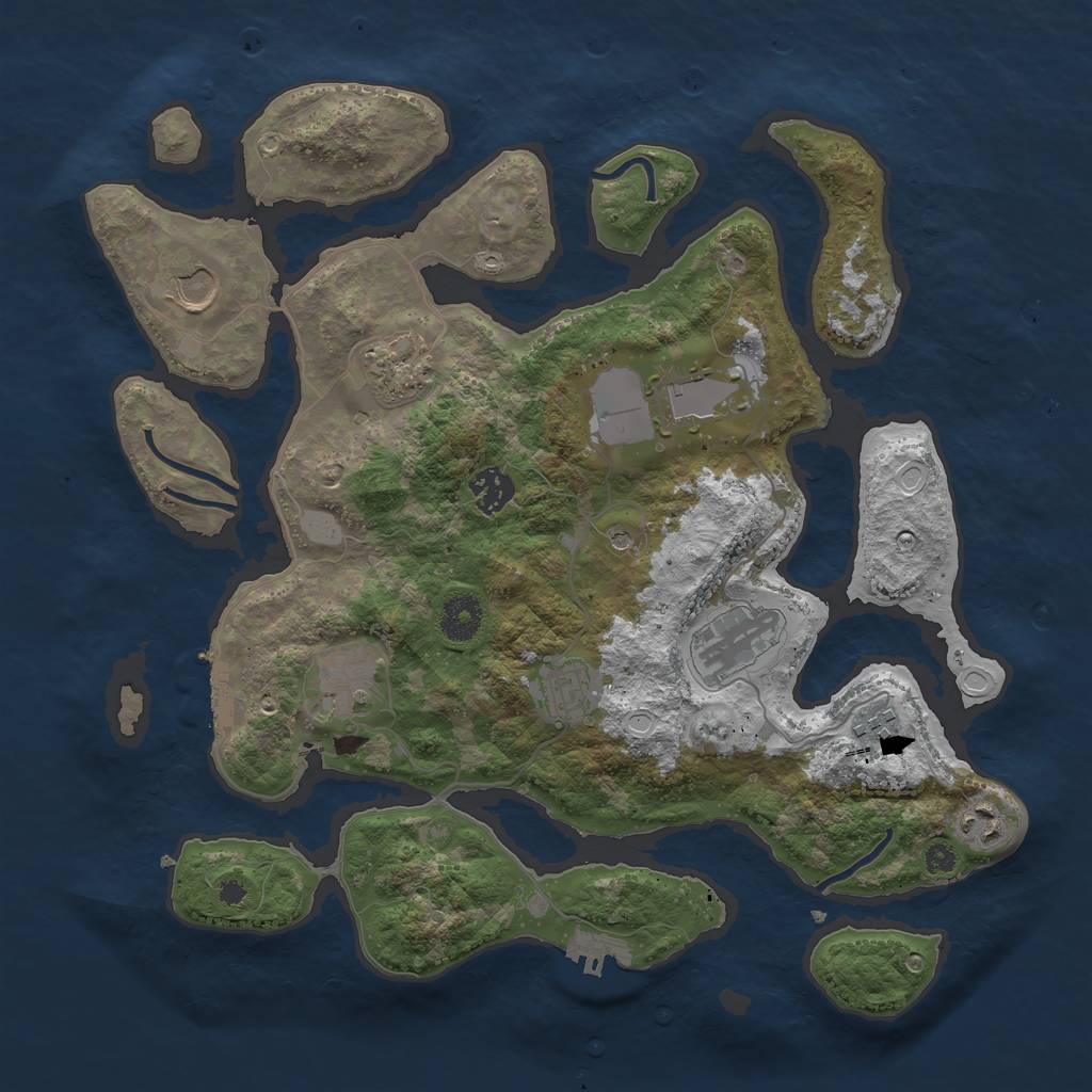 Rust Map: Procedural Map, Size: 3695, Seed: 69334429, 17 Monuments