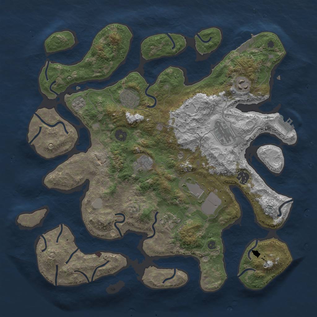 Rust Map: Procedural Map, Size: 3900, Seed: 1337, 16 Monuments