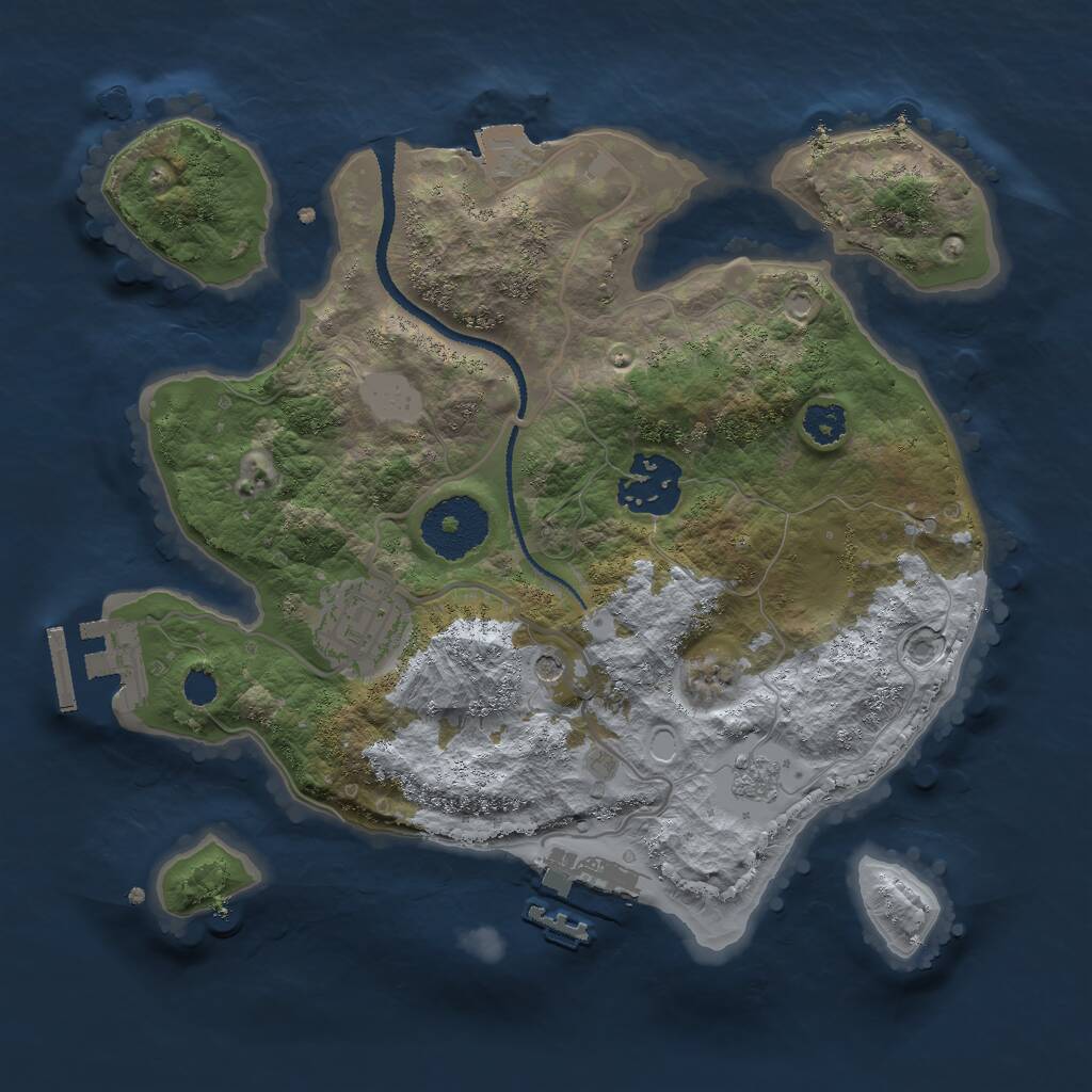 Rust Map: Procedural Map, Size: 2600, Seed: 1239448912, 7 Monuments