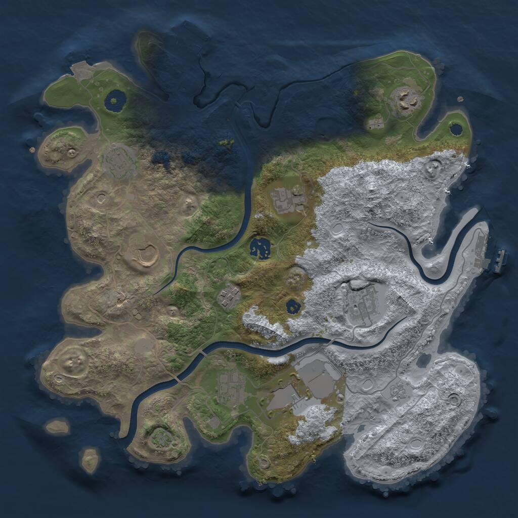 Rust Map: Procedural Map, Size: 3550, Seed: 41964, 15 Monuments