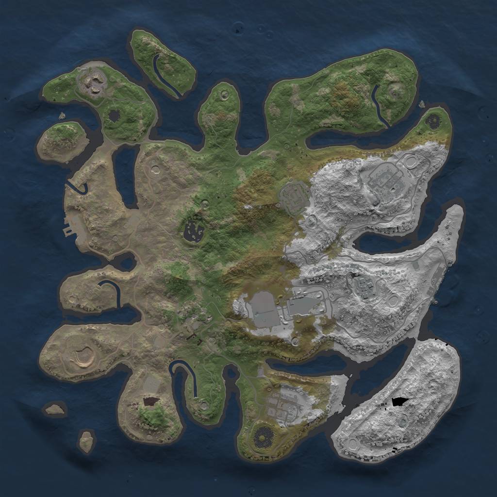 Rust Map: Procedural Map, Size: 3550, Seed: 41964, 17 Monuments