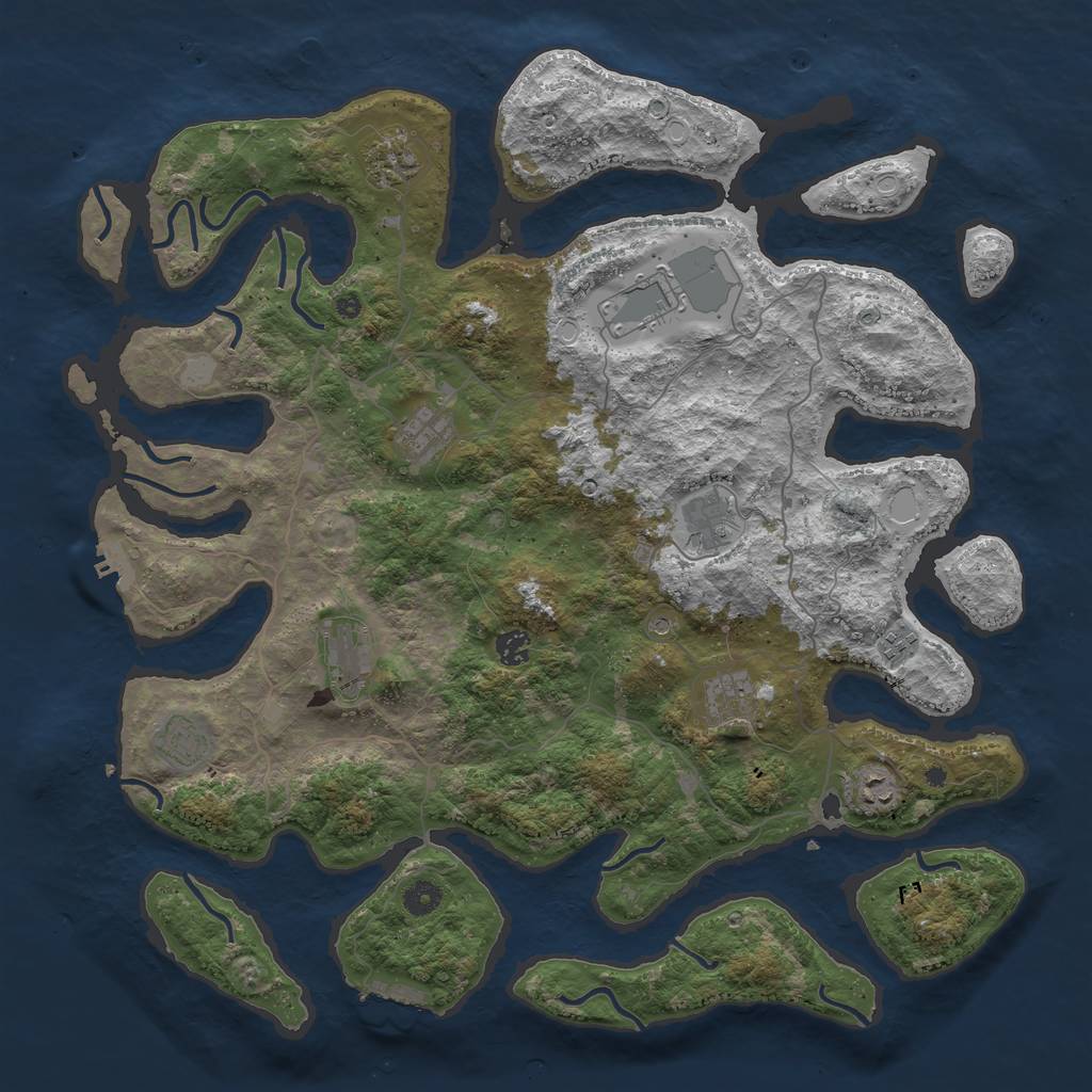 Rust Map: Procedural Map, Size: 4500, Seed: 54685, 18 Monuments