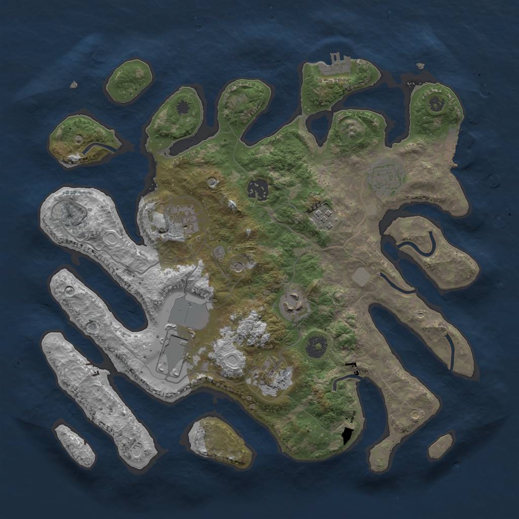 Rust Map: Procedural Map, Size: 3500, Seed: 404843944, 15 Monuments