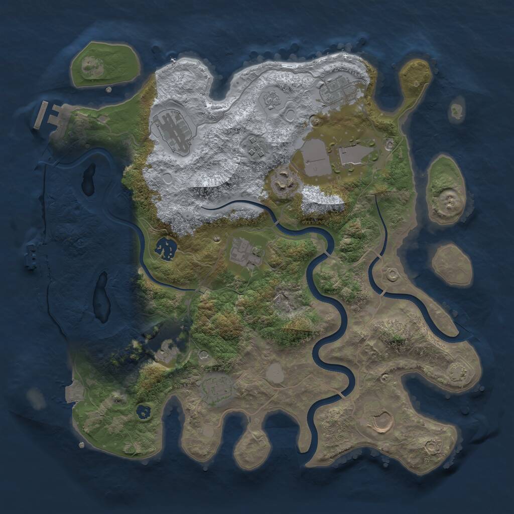 Rust Map: Procedural Map, Size: 3550, Seed: 823913, 16 Monuments