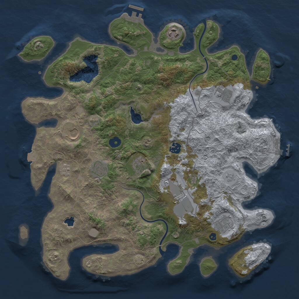 Rust Map: Procedural Map, Size: 4000, Seed: 593832, 15 Monuments
