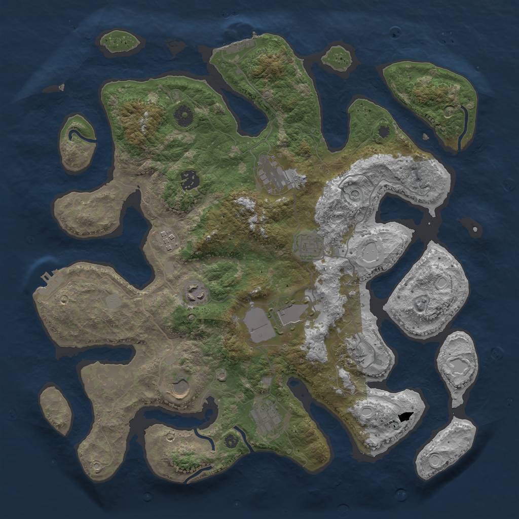 Rust Map: Procedural Map, Size: 3900, Seed: 348629118, 17 Monuments