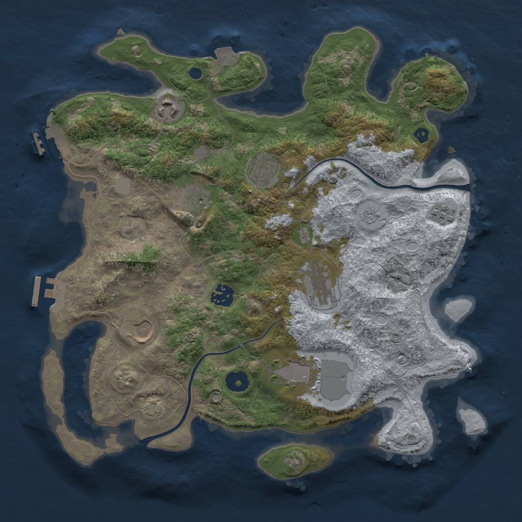 Rust Map: Procedural Map, Size: 3500, Seed: 56612745, 13 Monuments