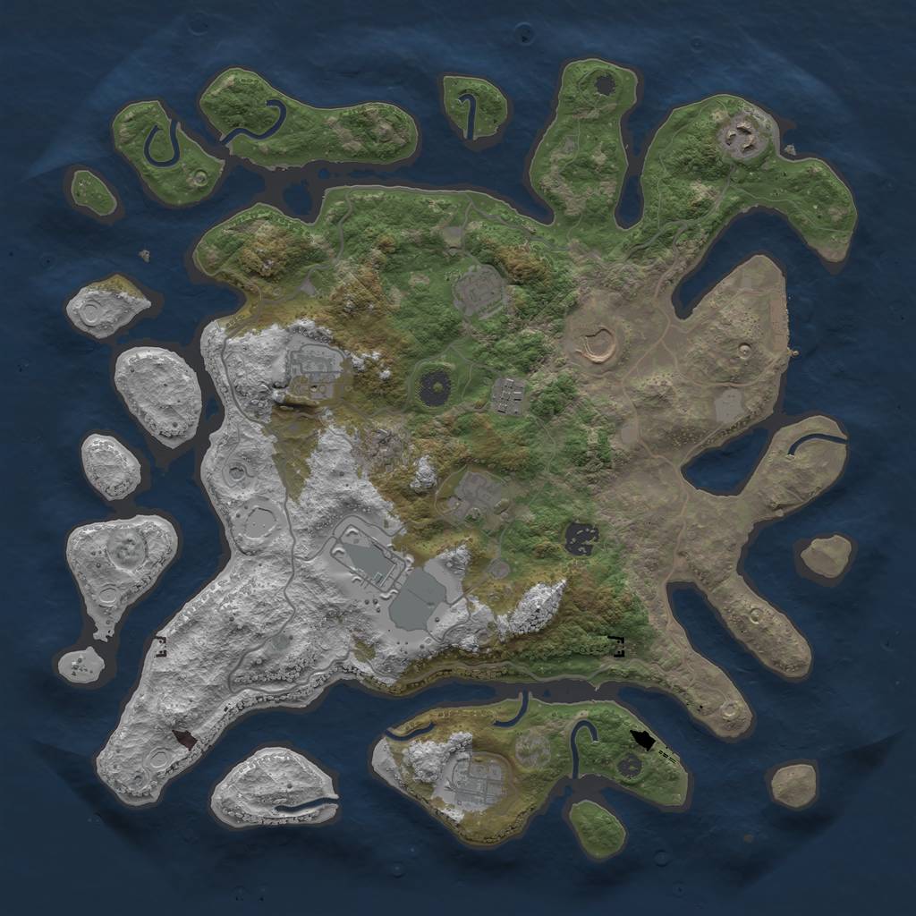 Rust Map: Procedural Map, Size: 4000, Seed: 9857221, 16 Monuments