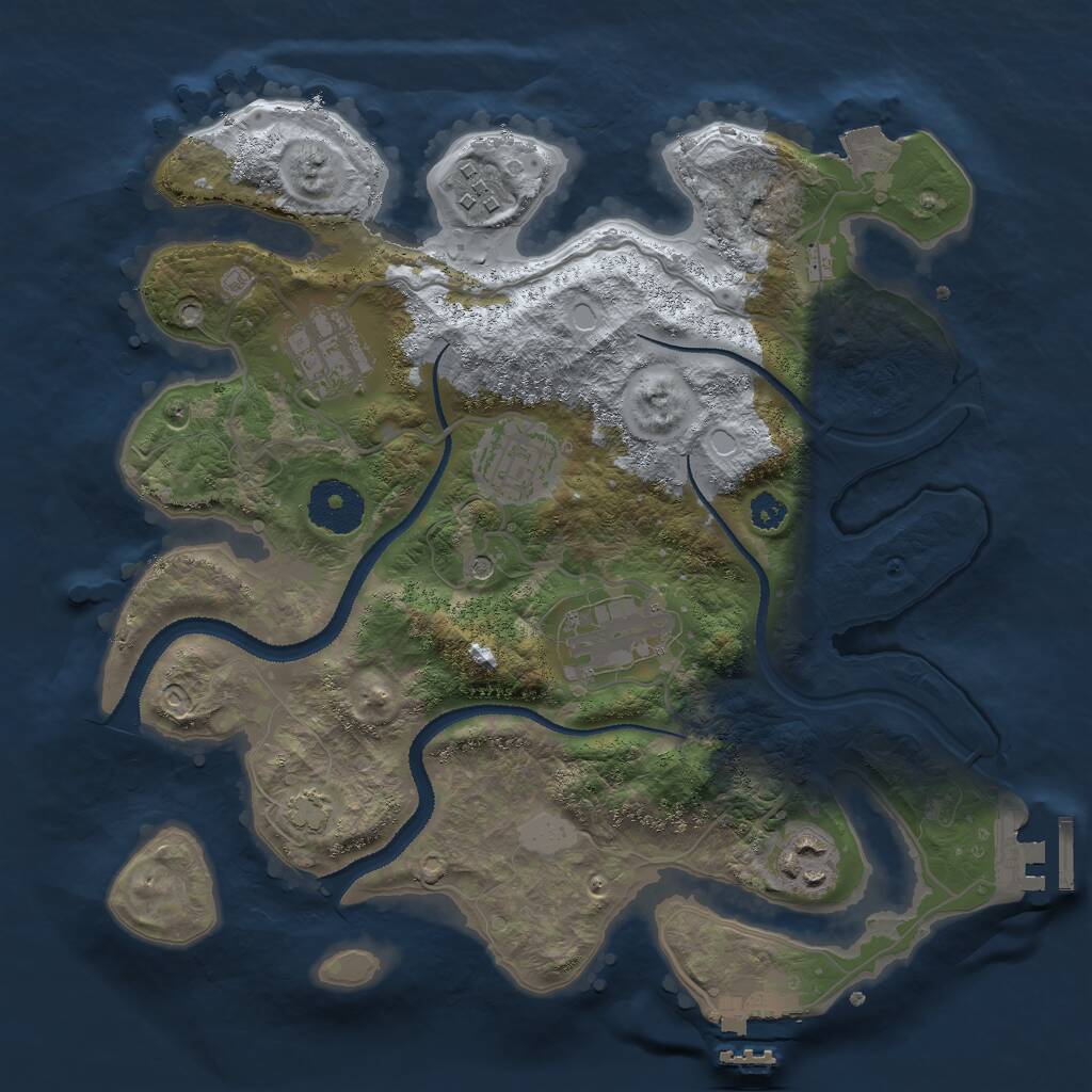 Rust Map: Procedural Map, Size: 3000, Seed: 94629, 10 Monuments