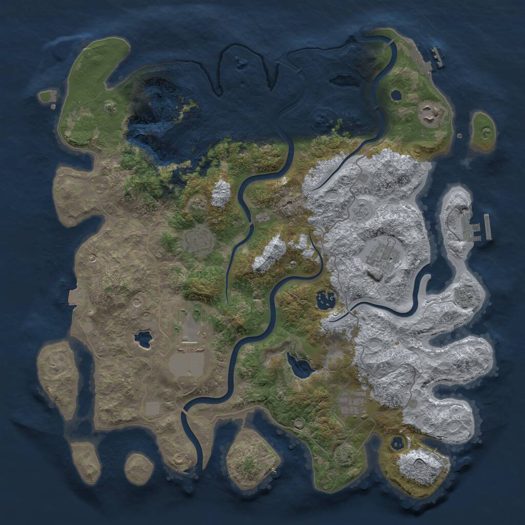Rust Map: Procedural Map, Size: 4000, Seed: 328511, 13 Monuments