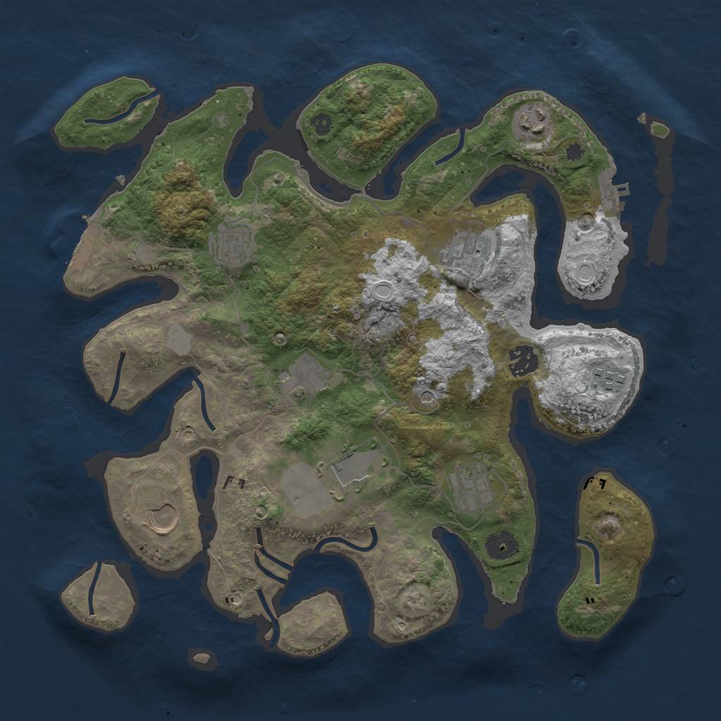 Rust Map: Procedural Map, Size: 3500, Seed: 909090, 17 Monuments