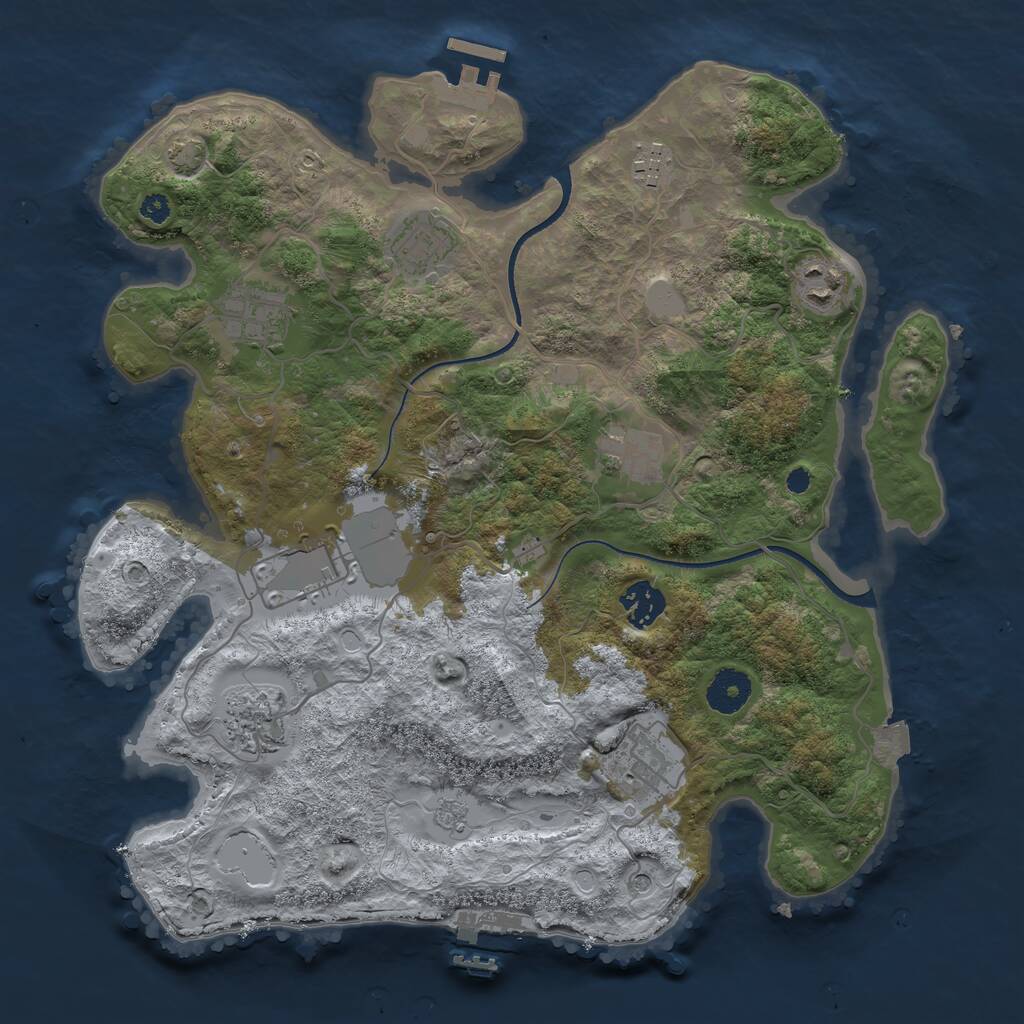 Rust Map: Procedural Map, Size: 3500, Seed: 976777167, 15 Monuments