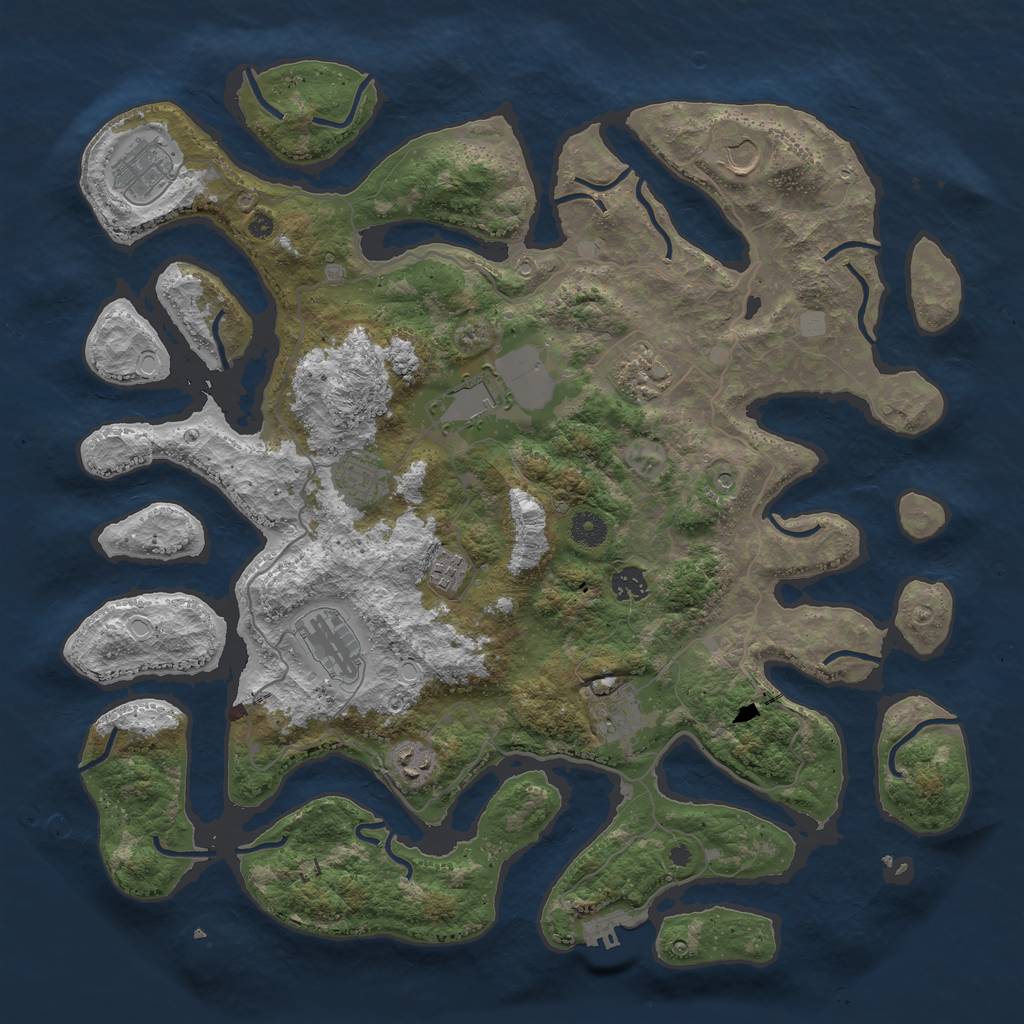 Rust Map: Procedural Map, Size: 4300, Seed: 123456, 17 Monuments
