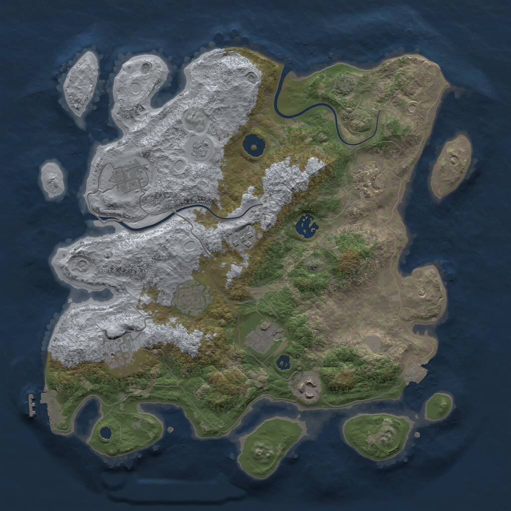 Rust Map: Procedural Map, Size: 3500, Seed: 666539, 13 Monuments